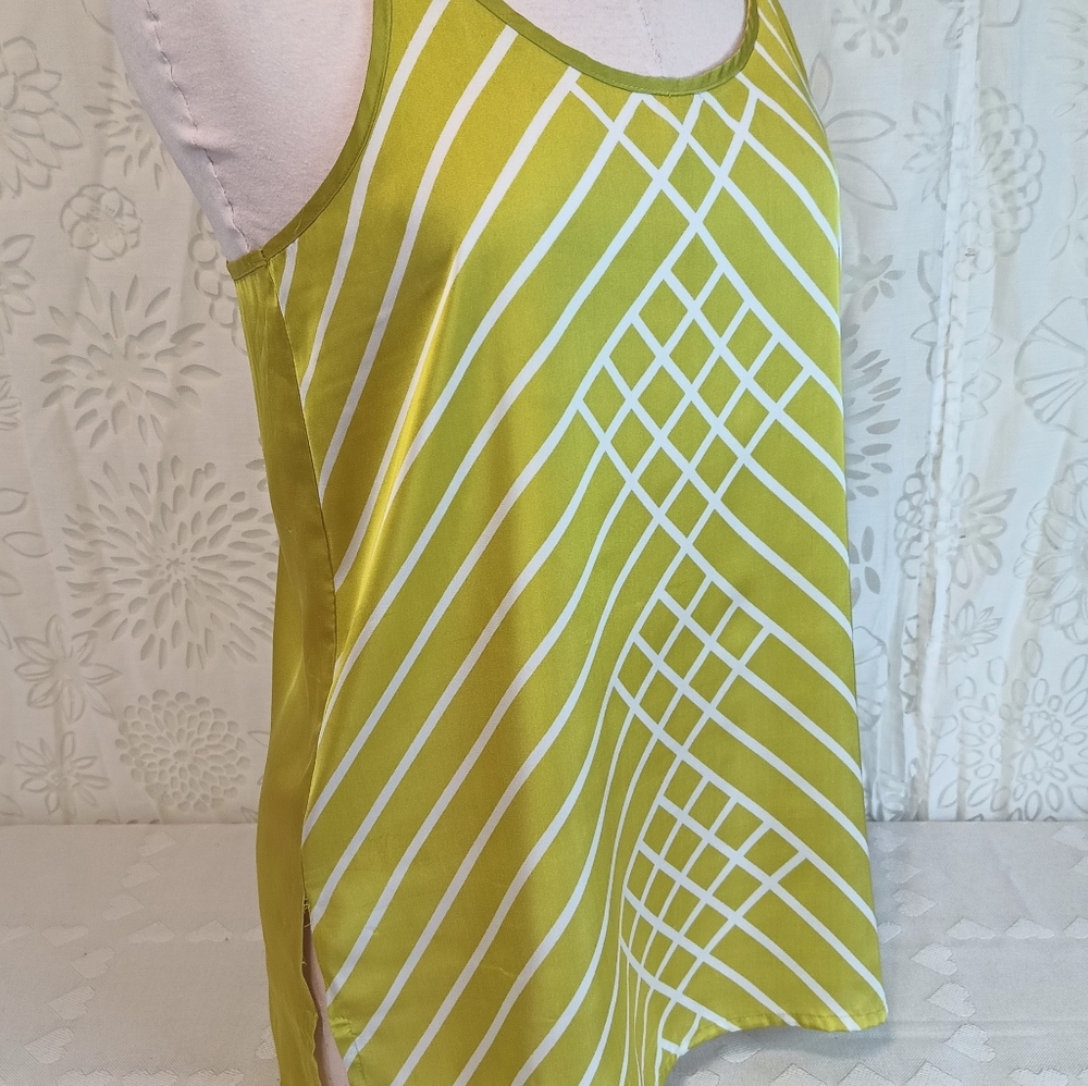 Geometric Silky Camisole Spaghetti Strap Blouse, Size 10